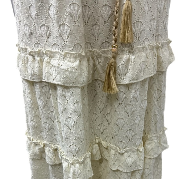 New KATE & LILY Elegant Cream Lace Boho Midi Dress Sleeveless Ruffle Sz Medium - Picture 8 of 14